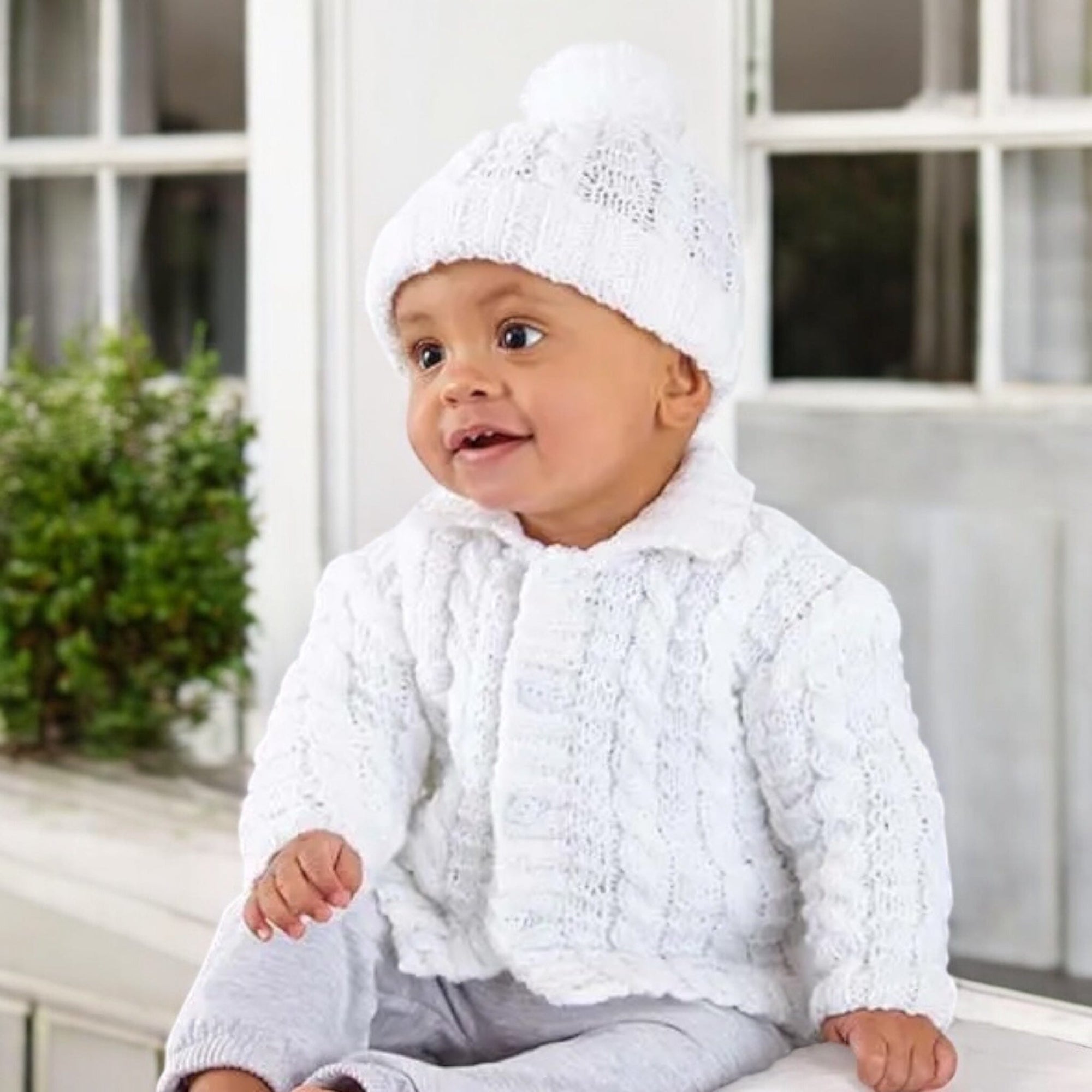 Home Sweet Home Baby Boy Jacket, Hat/ Blanket Knit in a Box