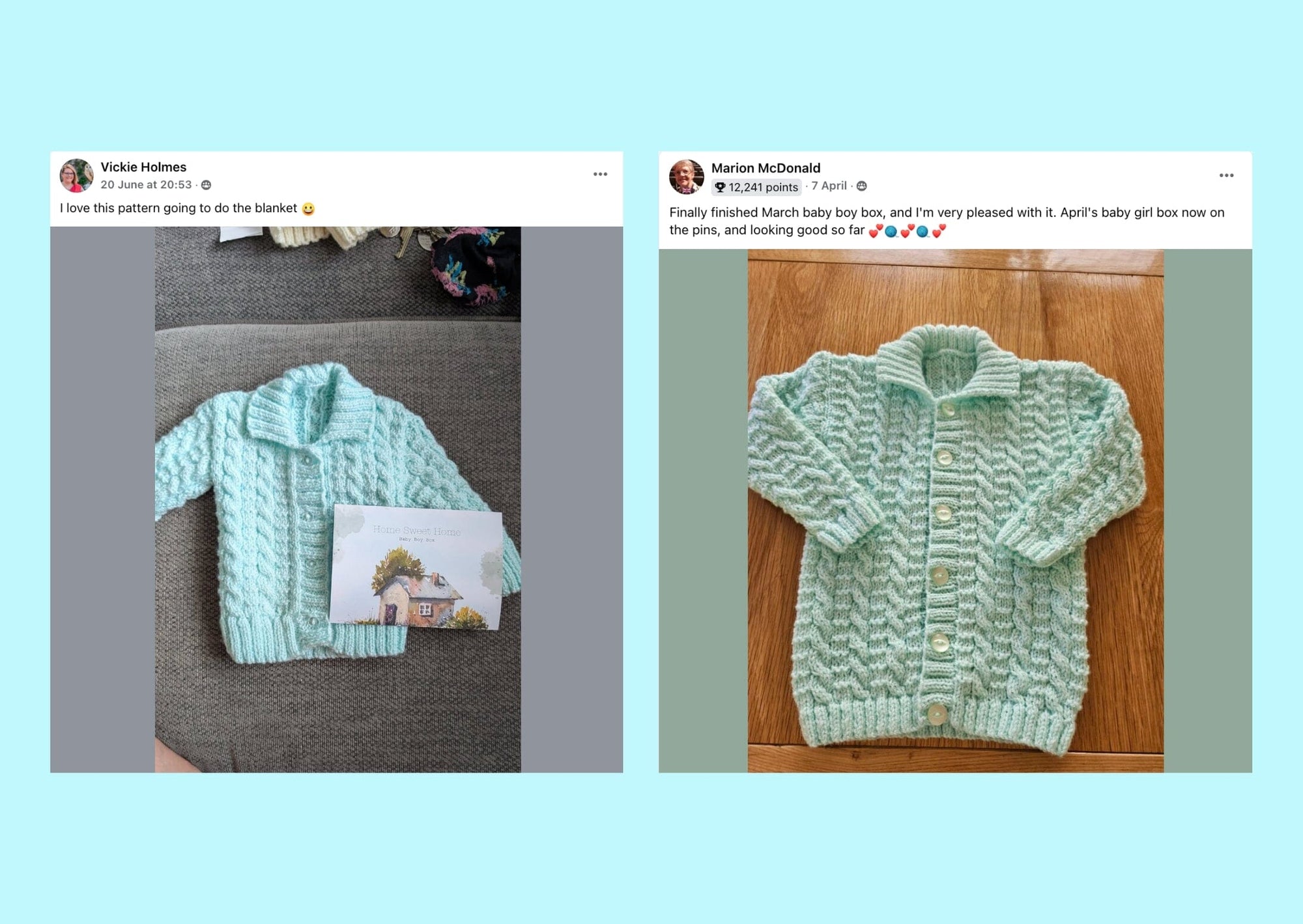 Home Sweet Home Baby Boy Jacket, Hat/ Blanket Knit in a Box