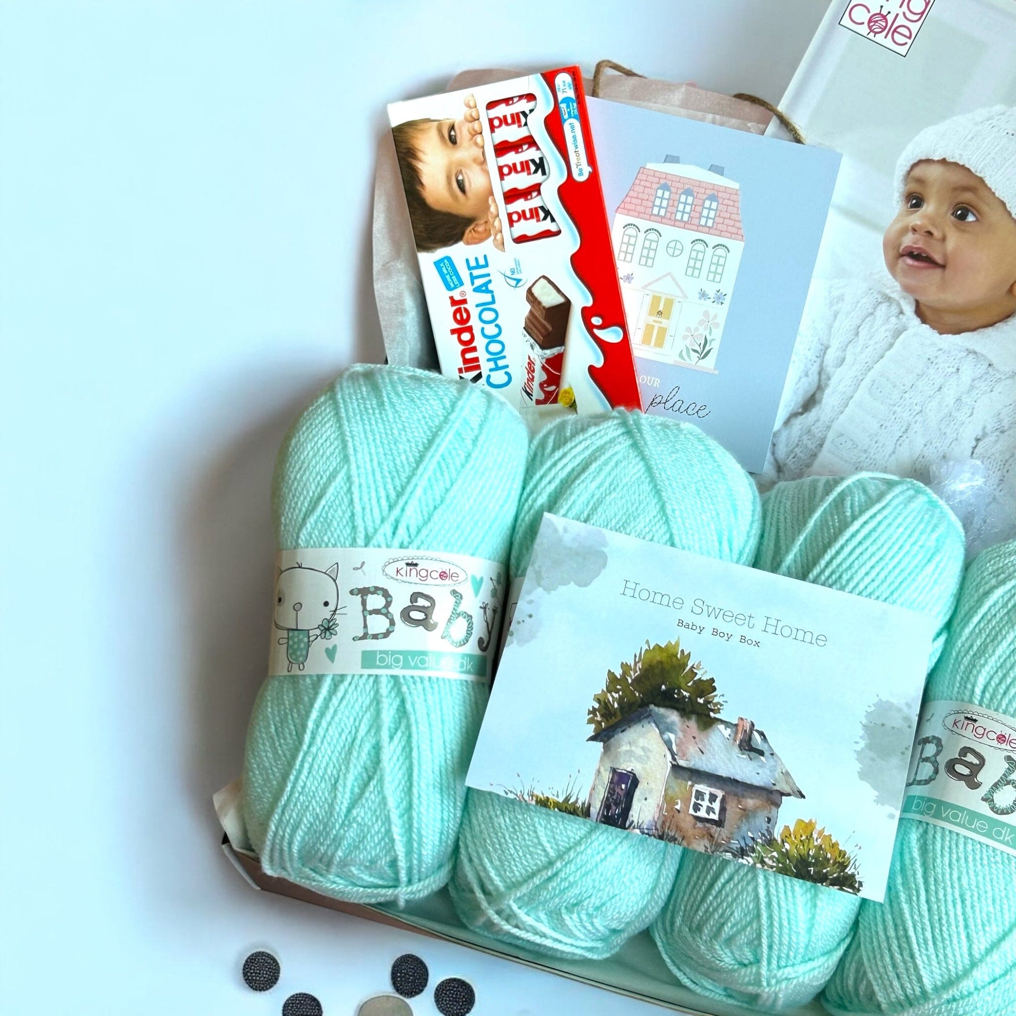 Home Sweet Home Baby Boy Jacket, Hat/ Blanket Knit in a Box