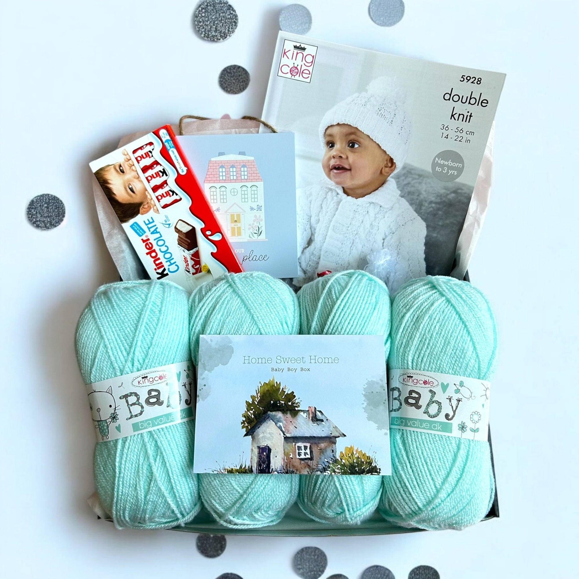 Home Sweet Home Baby Boy Jacket, Hat/ Blanket Knit in a Box