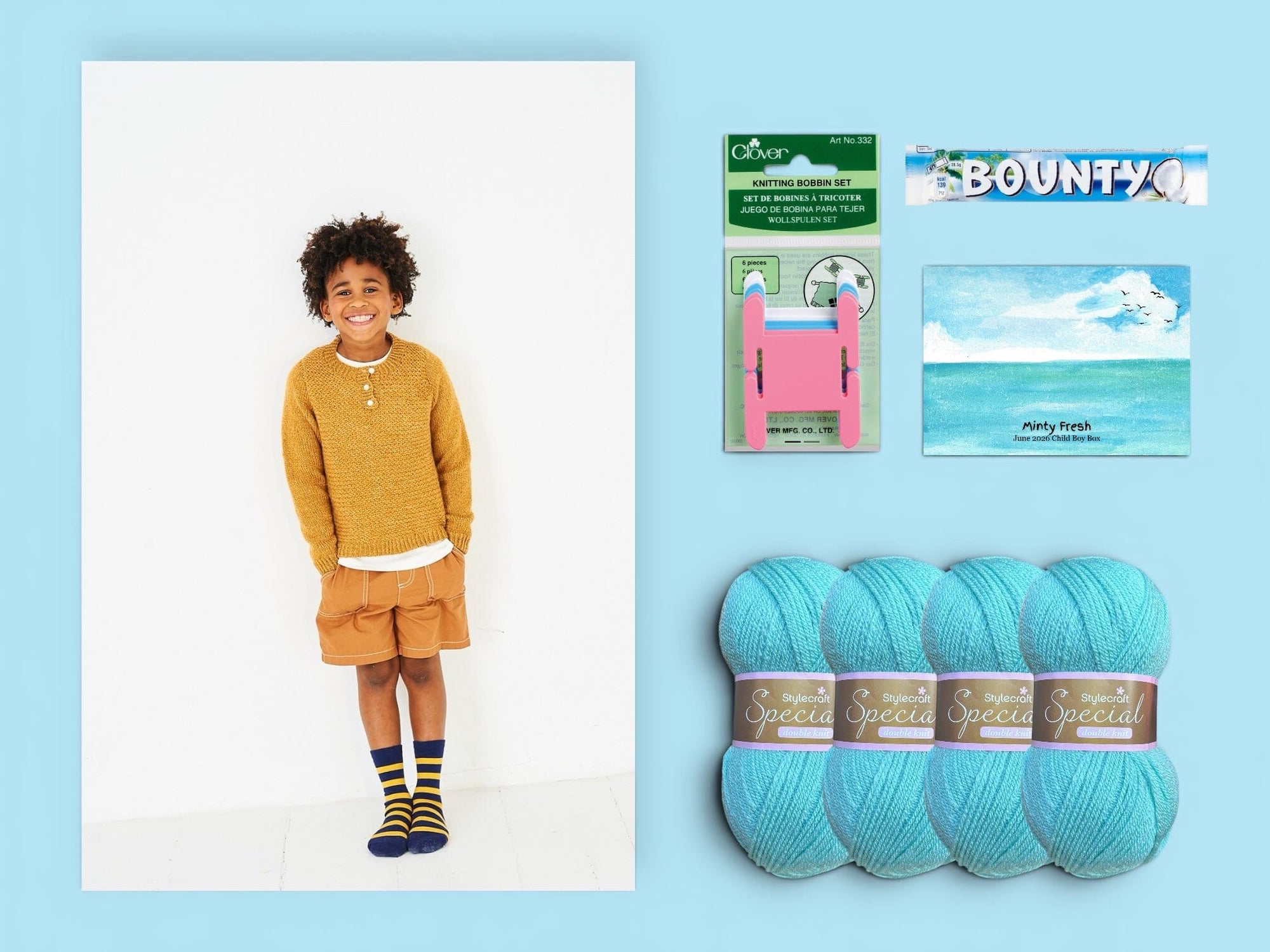 June Child Boy Mystery Knitting Box Knit in a Box