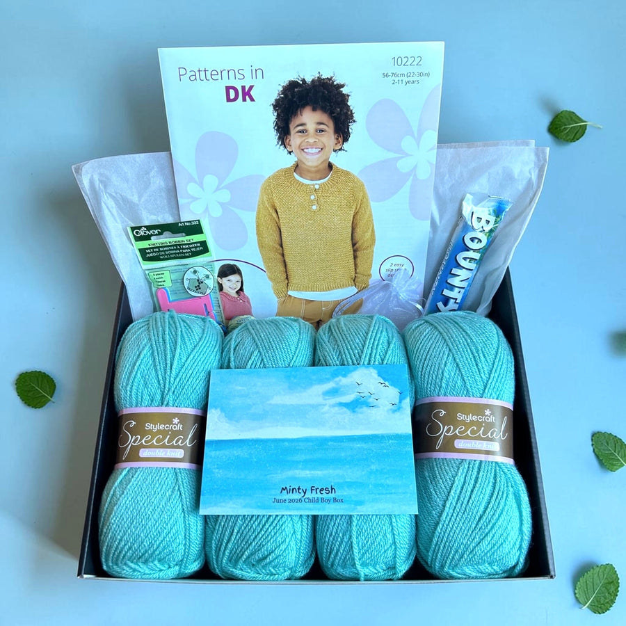 June Child Boy Mystery Knitting Box Knit in a Box 