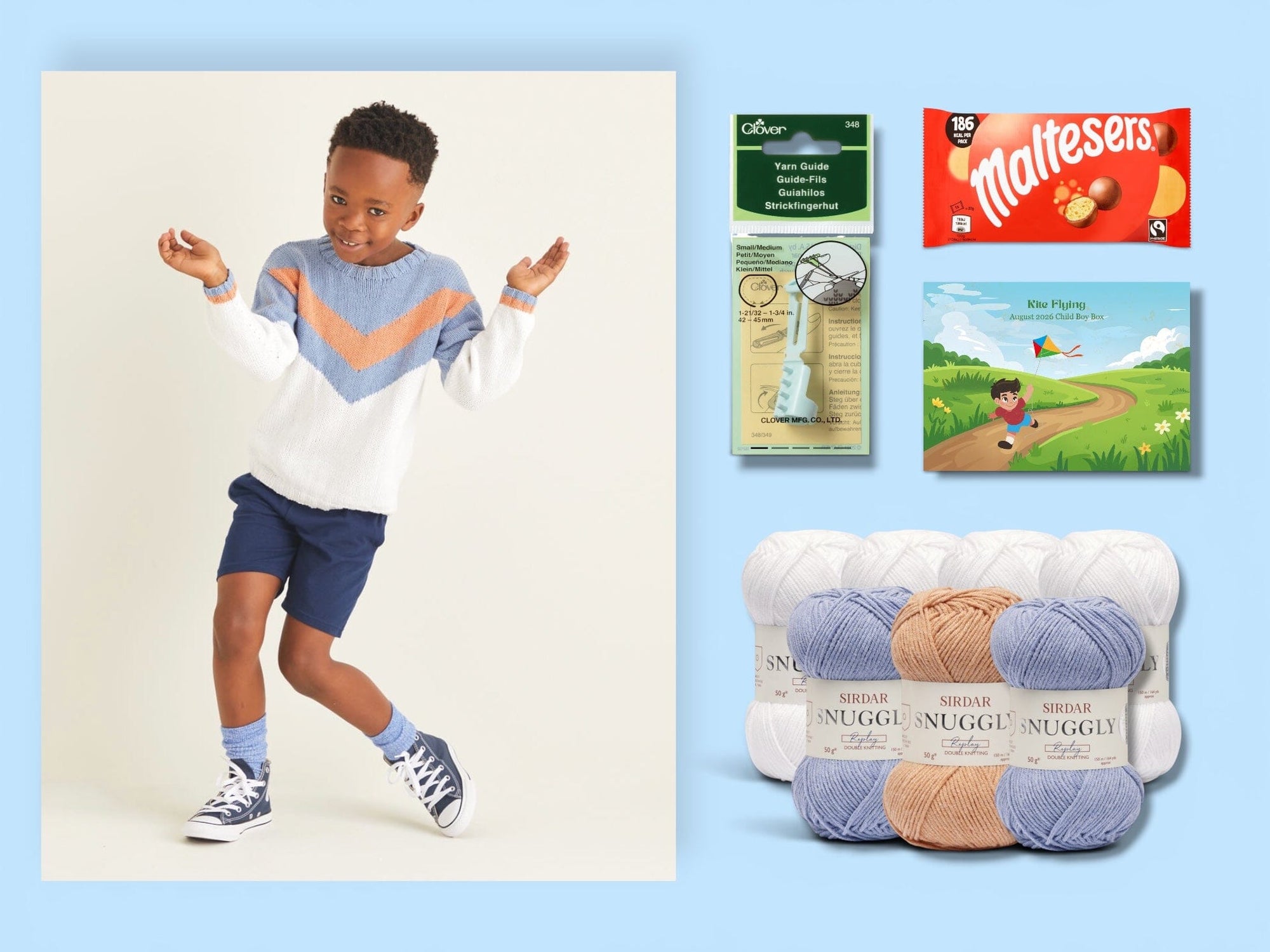 Kite Flying Child Boy Jumper Knit in a Box