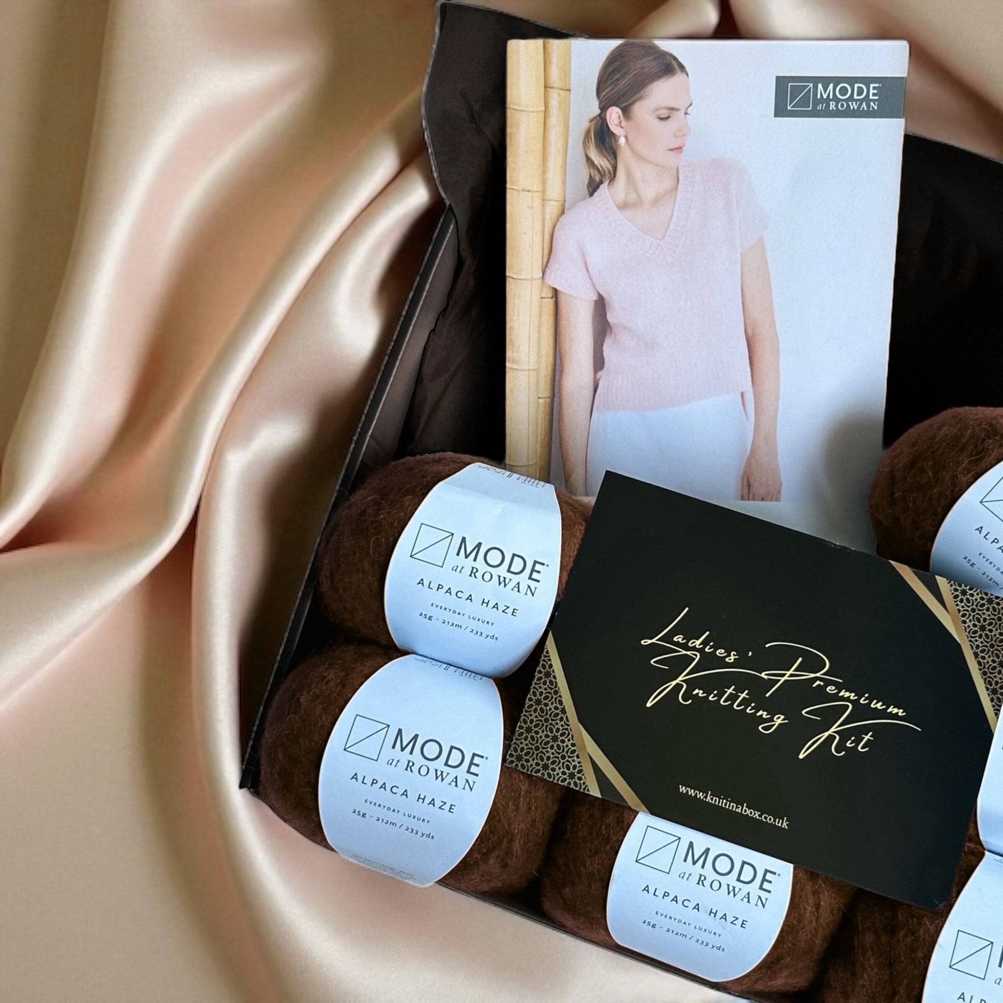 Ladies' Alpaca Premium Knitting Kit - Cocoa Knit in a Box