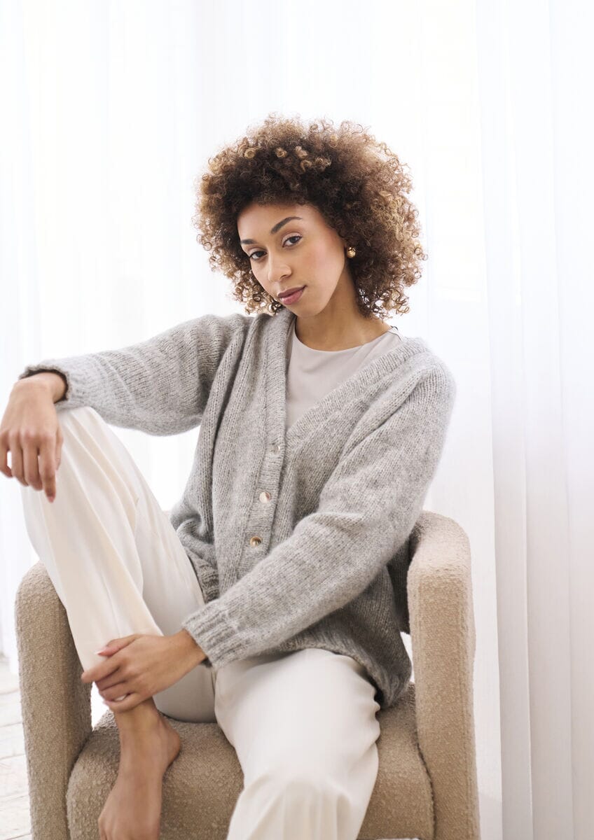 Ladies' Softest Alpaca Cardigan Premium Knitting Kit - Pebble Knit in a Box