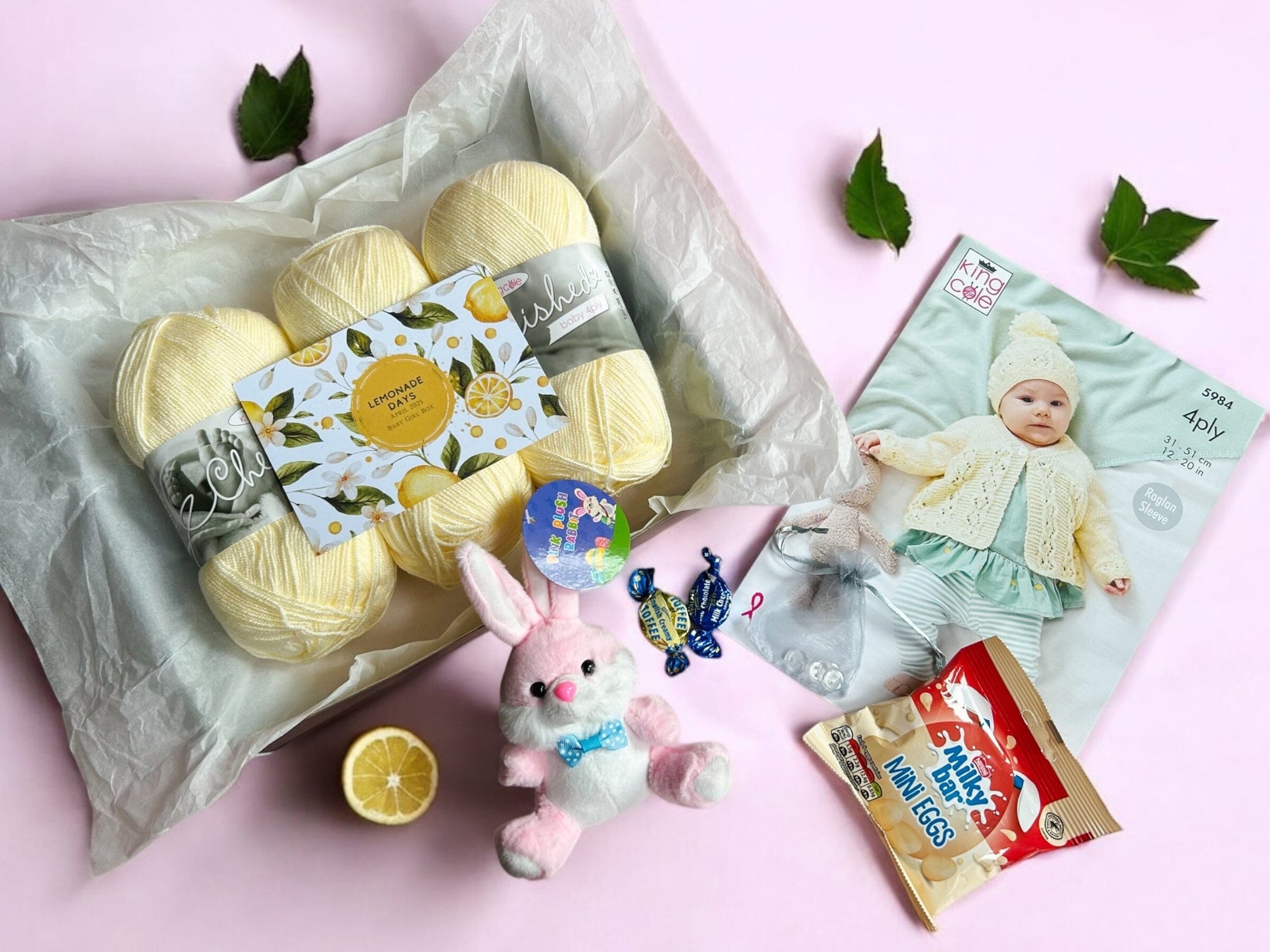 Lemonade Days Baby Girl Jacket/ Cardigan, Hat Knit in a Box