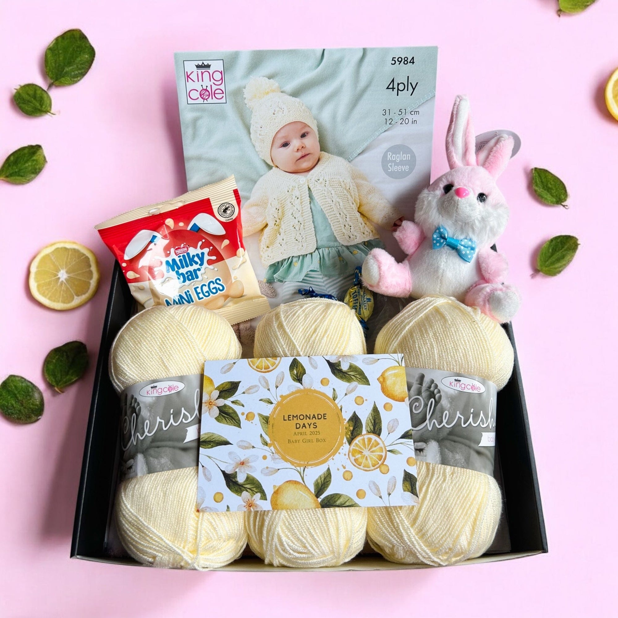 Lemonade Days Baby Girl Jacket/ Cardigan, Hat Knit in a Box