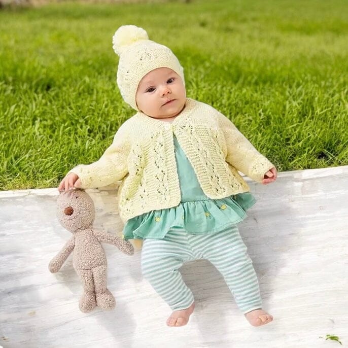 Lemonade Days Baby Girl Jacket/ Cardigan, Hat Knit in a Box