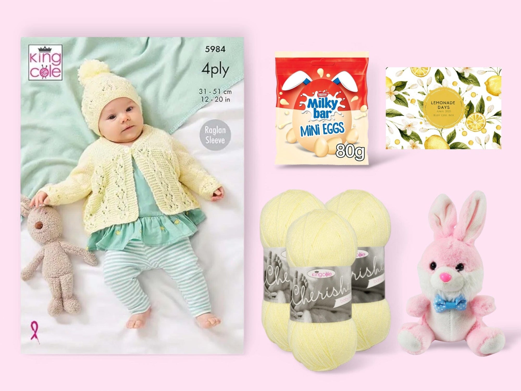 Lemonade Days Baby Girl Jacket/ Cardigan, Hat Knit in a Box