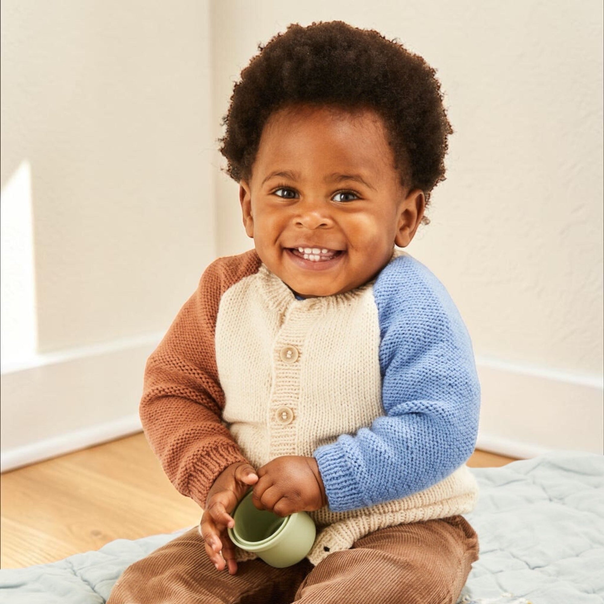 Little Explorer Baby Boy Cardigan/ Romper Knit in a Box