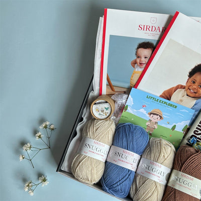 Little Explorer Baby Boy Cardigan/ Romper Knit in a Box
