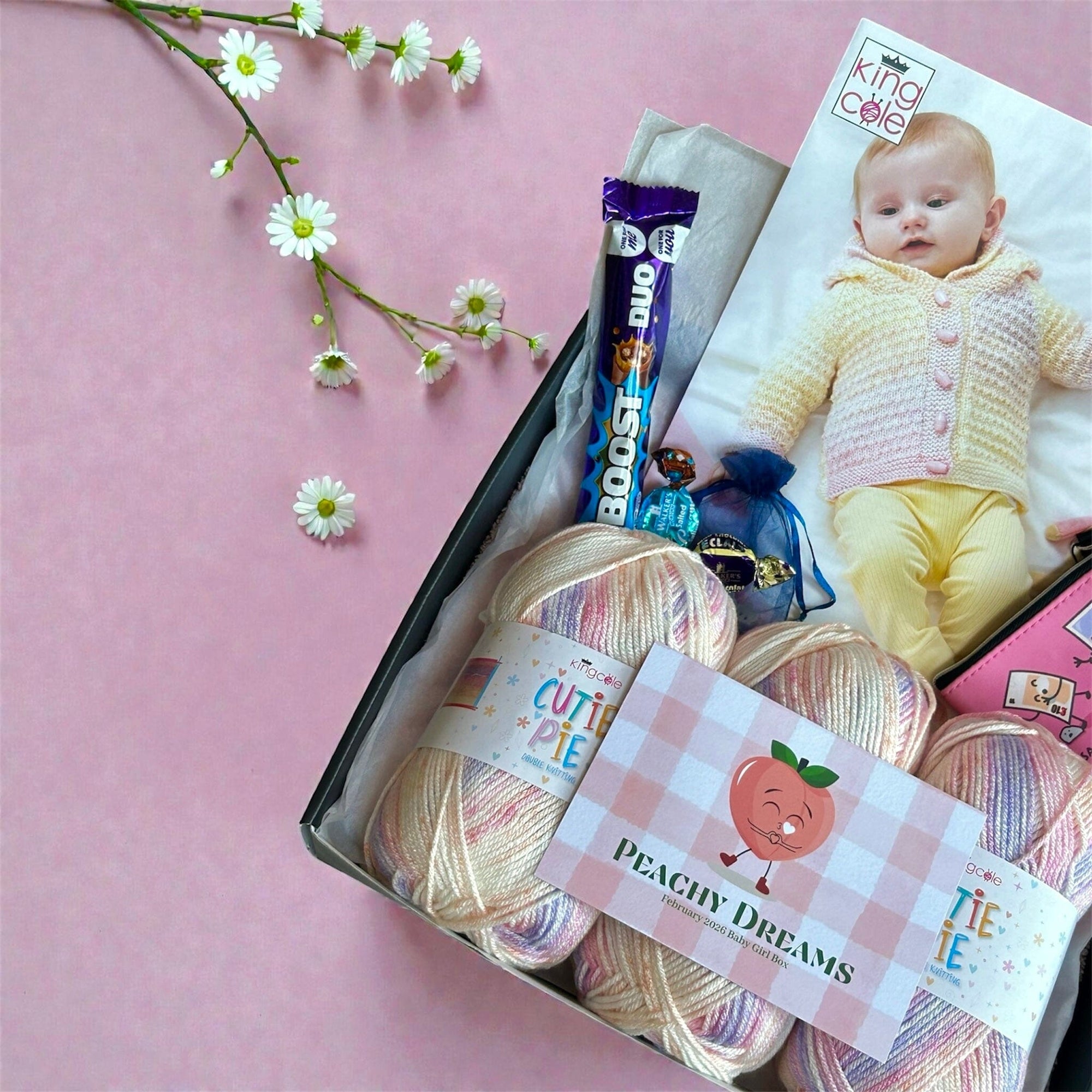 Peachy Dreams Baby Girl Cardigan/ Jacket/ Cape Knit in a Box