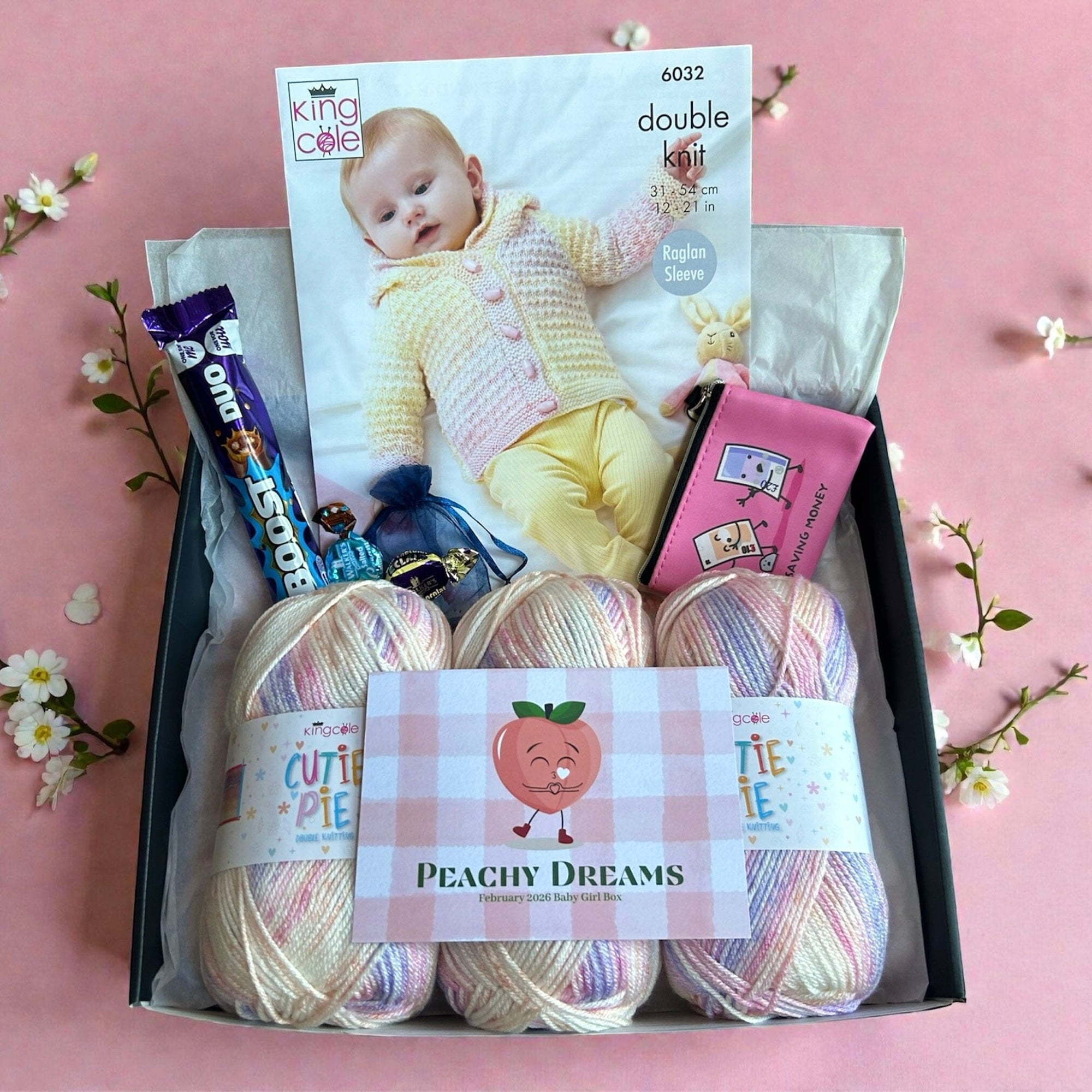 Peachy Dreams Baby Girl Cardigan/ Jacket/ Cape Knit in a Box