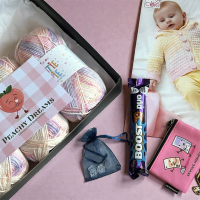 Peachy Dreams Baby Girl Cardigan/ Jacket/ Cape Knit in a Box