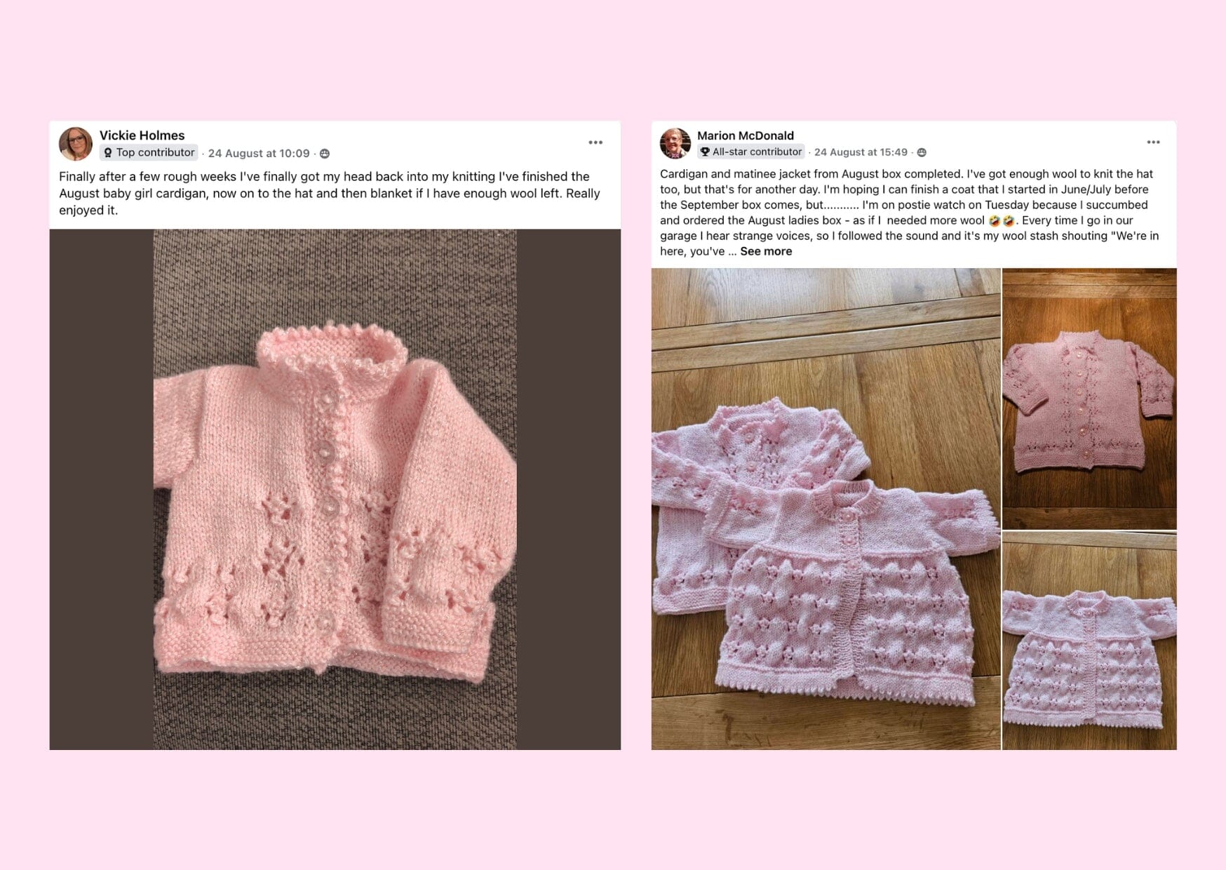 Pretty in Pink Baby Girl Cardigan/ Blanket, Bootees Knit in a Box