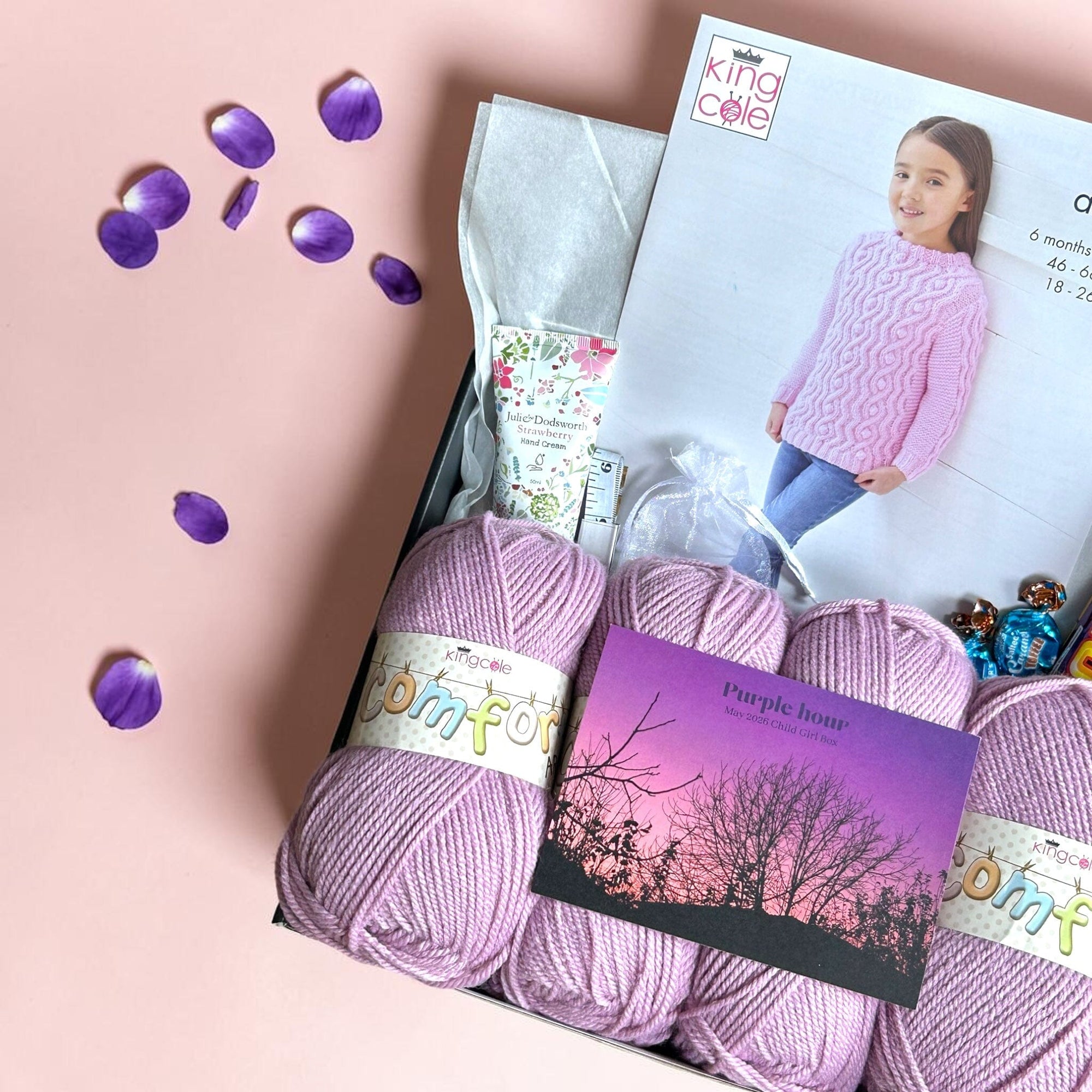 Purple Hour Child Girl Jumper/ Cardigan/ Waistcoat Knit in a Box