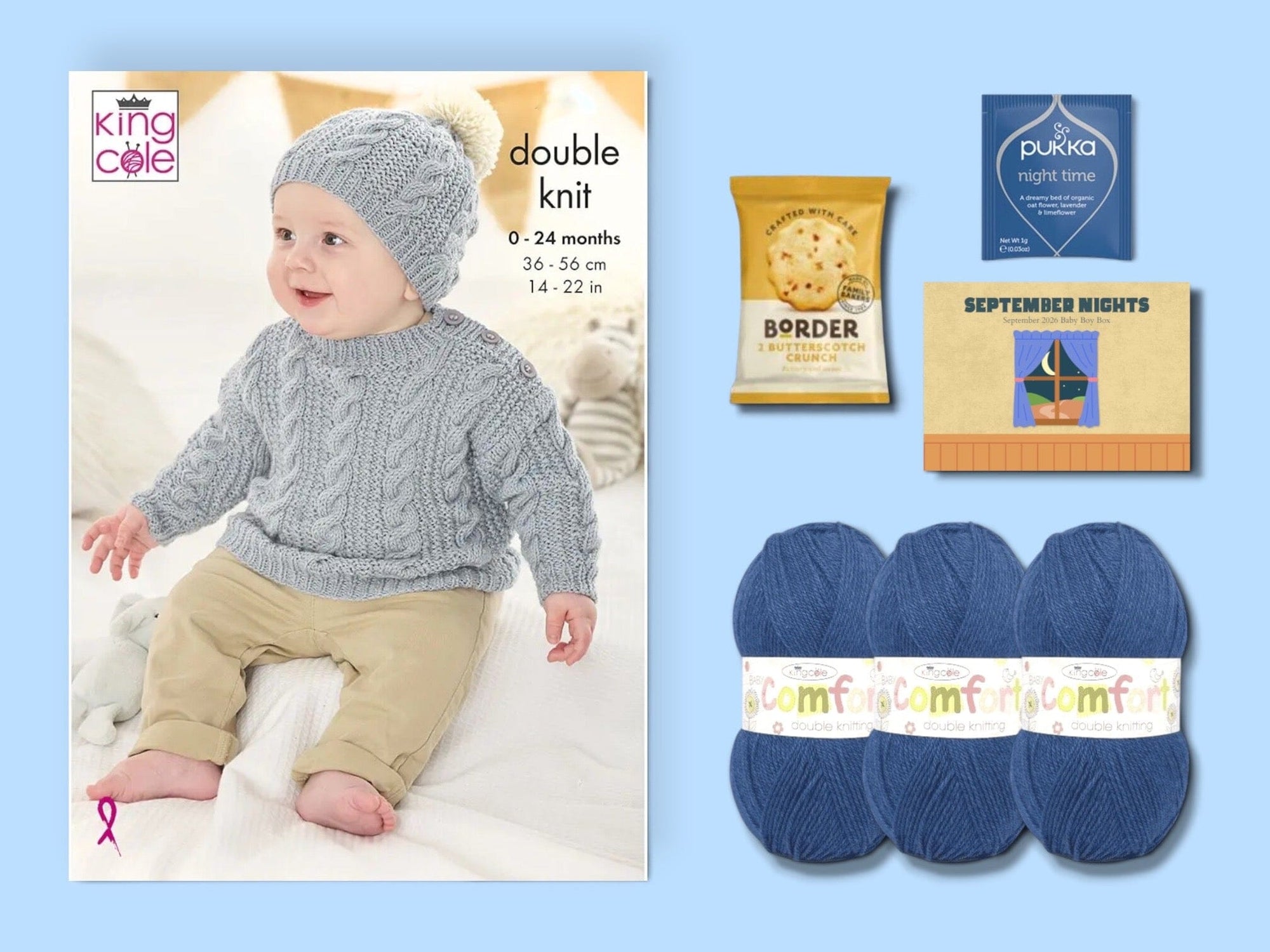 September Nights Baby Boy Jumper & Hat Knit in a Box