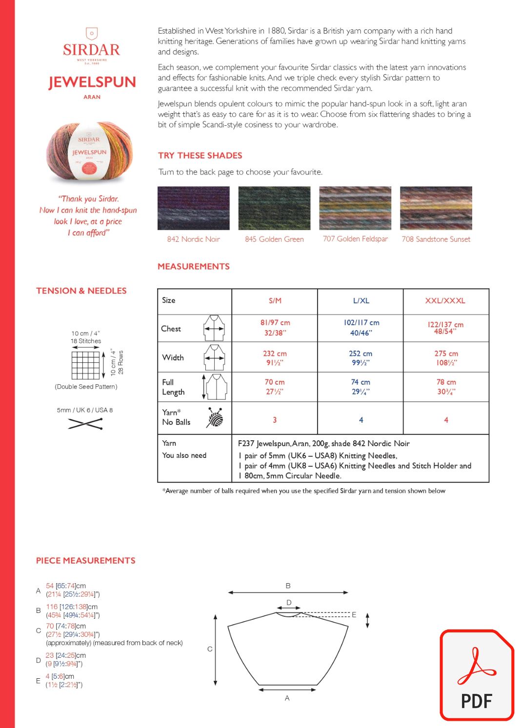 Sirdar 10287 Jewelspun Aran (PDF) Knit in a Box