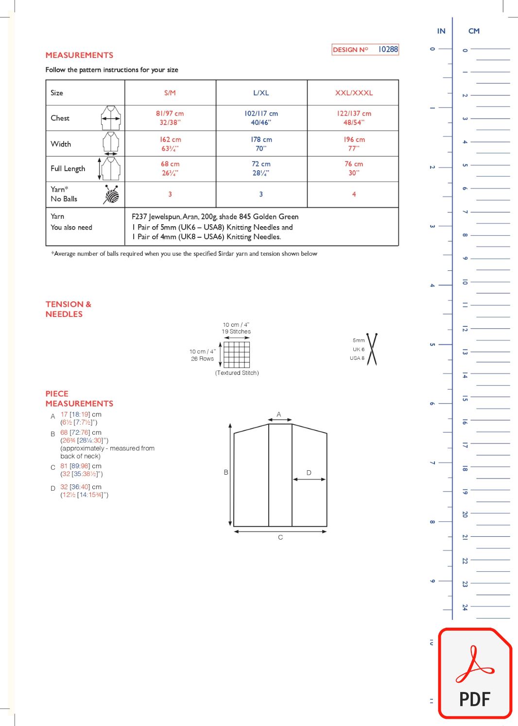 Sirdar 10288 Jewelspun Aran (PDF) Knit in a Box