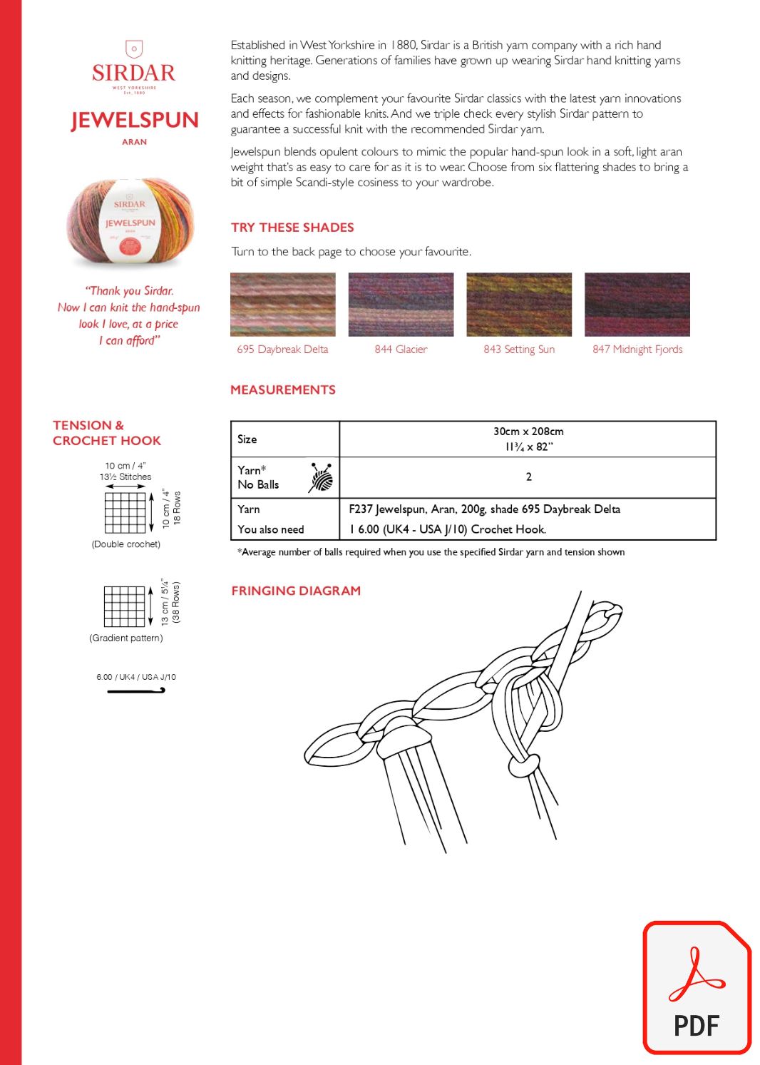 Sirdar 10289 Jewelspun Aran (PDF) Knit in a Box