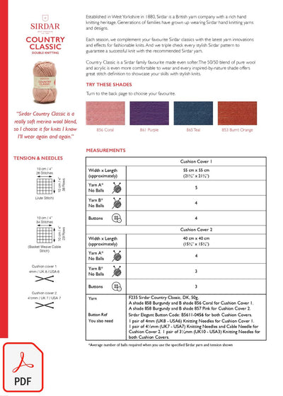 Sirdar 10303 Country Classic DK (PDF) Knit in a Box