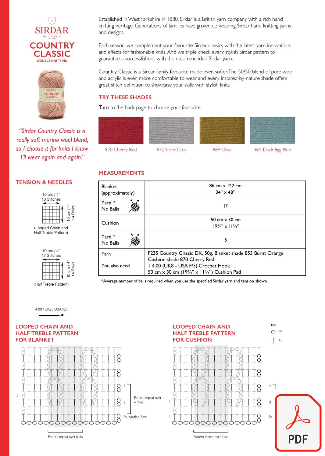 Sirdar 10305 Country Classic DK (PDF) Knit in a Box