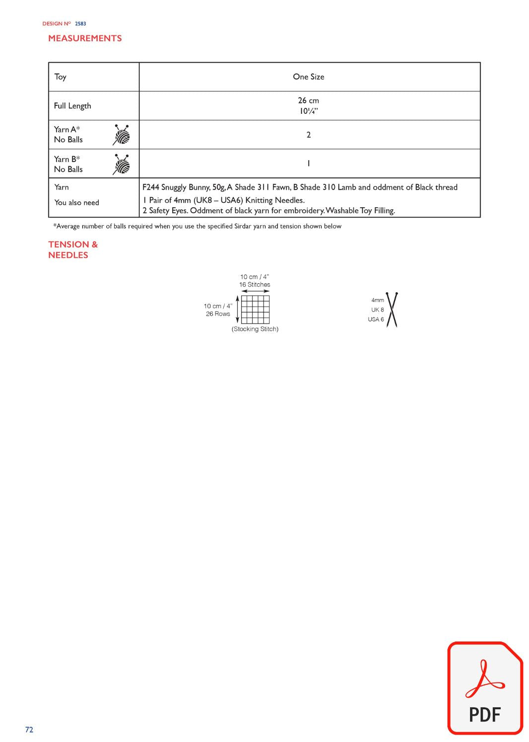 Sirdar 2583 Snuggly DK, 4Ply & Bunny (PDF) Knit in a Box