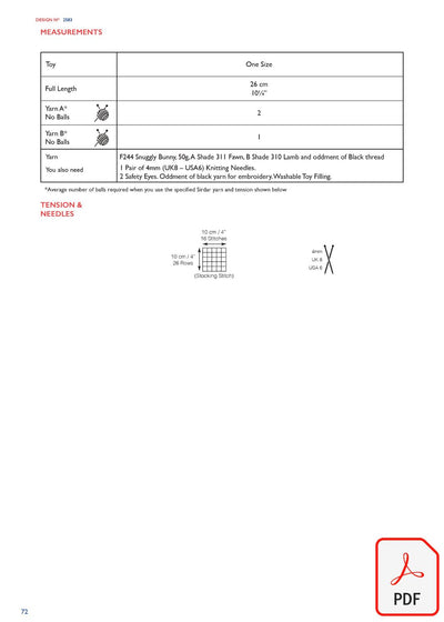 Sirdar 2583 Snuggly DK, 4Ply & Bunny (PDF) Knit in a Box