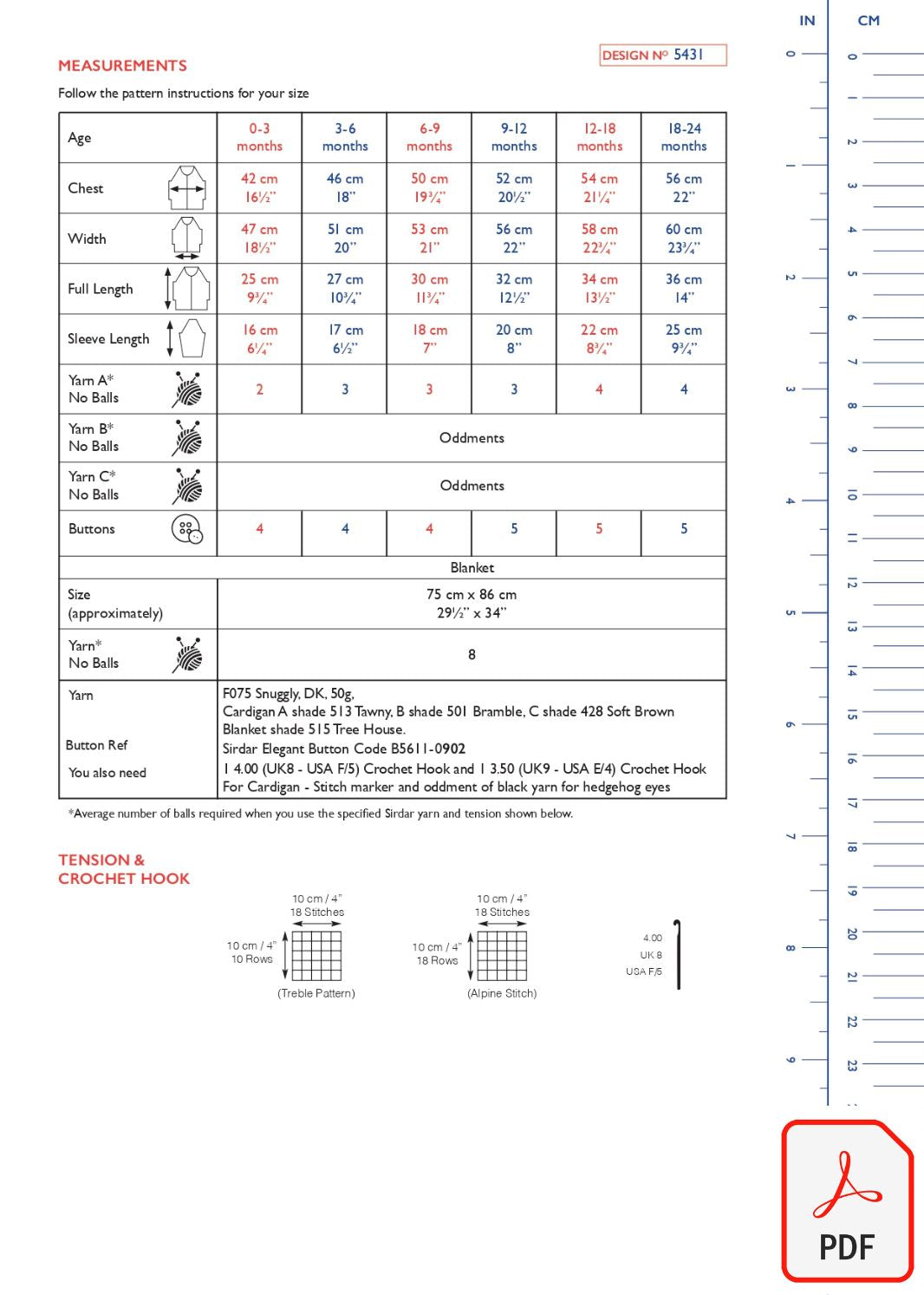 Sirdar 5431 Snuggly DK (PDF) Knit in a Box