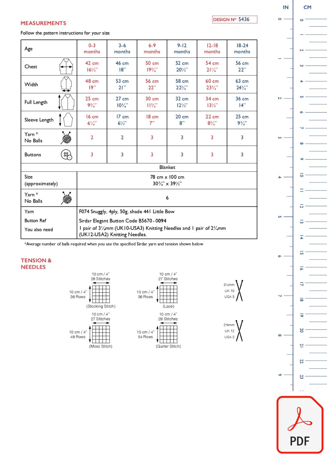 Sirdar 5436 Snuggly 4PLY (PDF) Knit in a Box