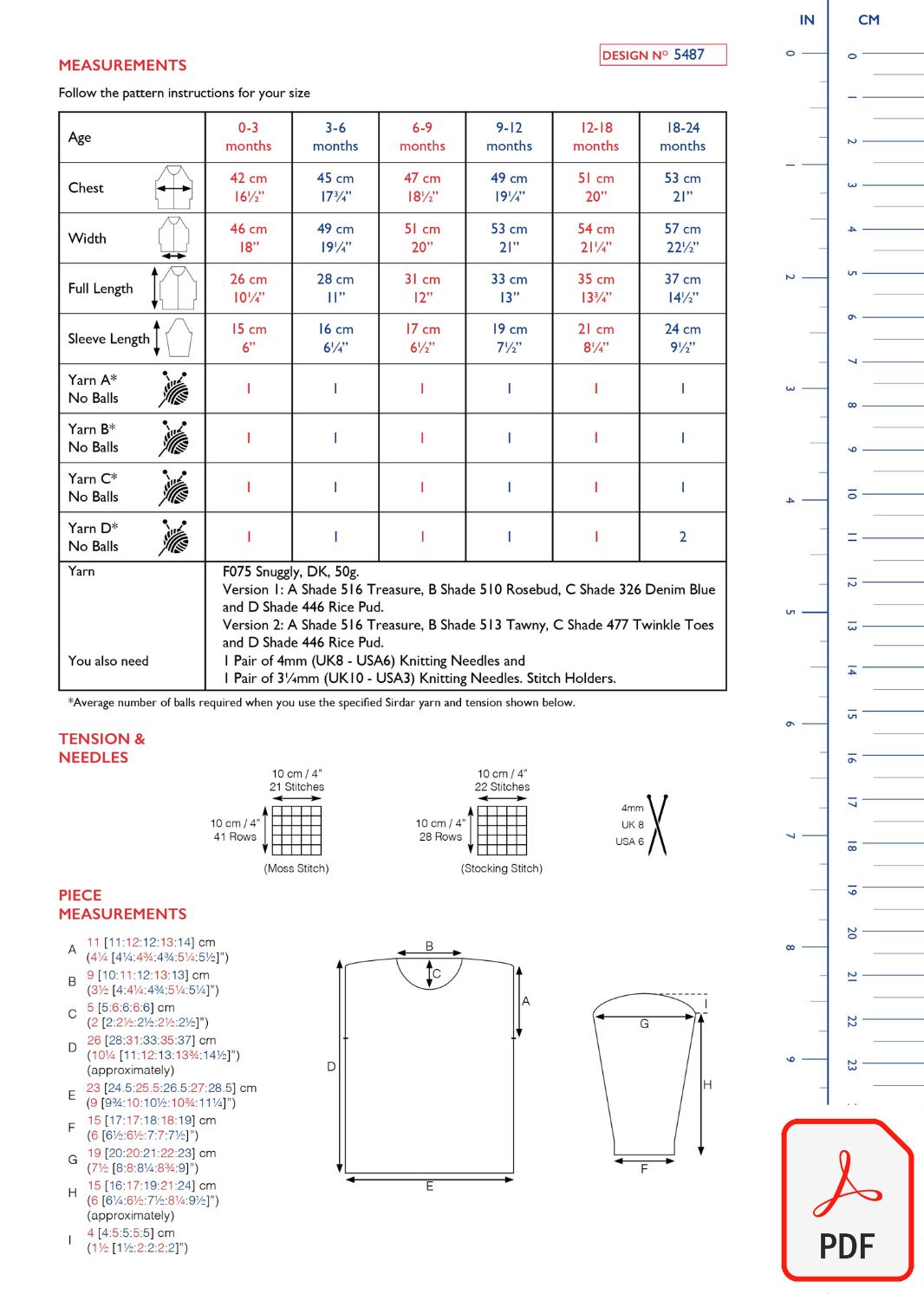 Sirdar 5487 Snuggly DK (PDF) Knit in a Box