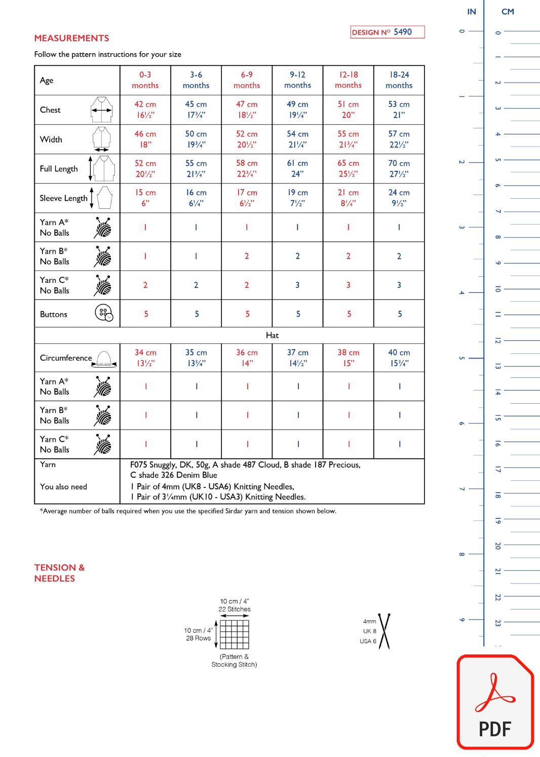 Sirdar 5490 Snuggly DK (PDF) Knit in a Box