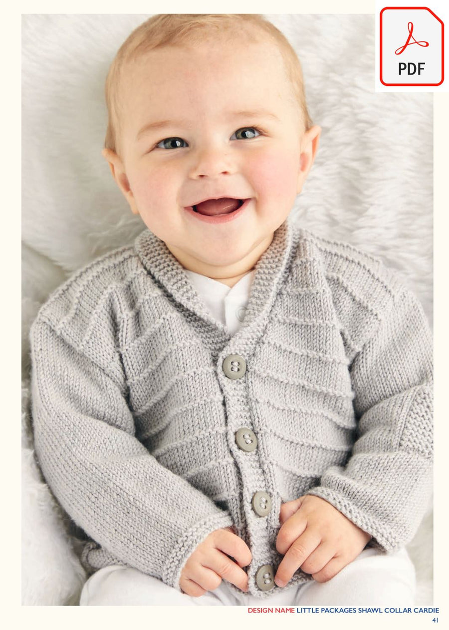 Sirdar 563 Little Packages Shawl Collar Cardie in Cashmere Merino Silk DK & Ply4 (PDF) Knit in a Box 