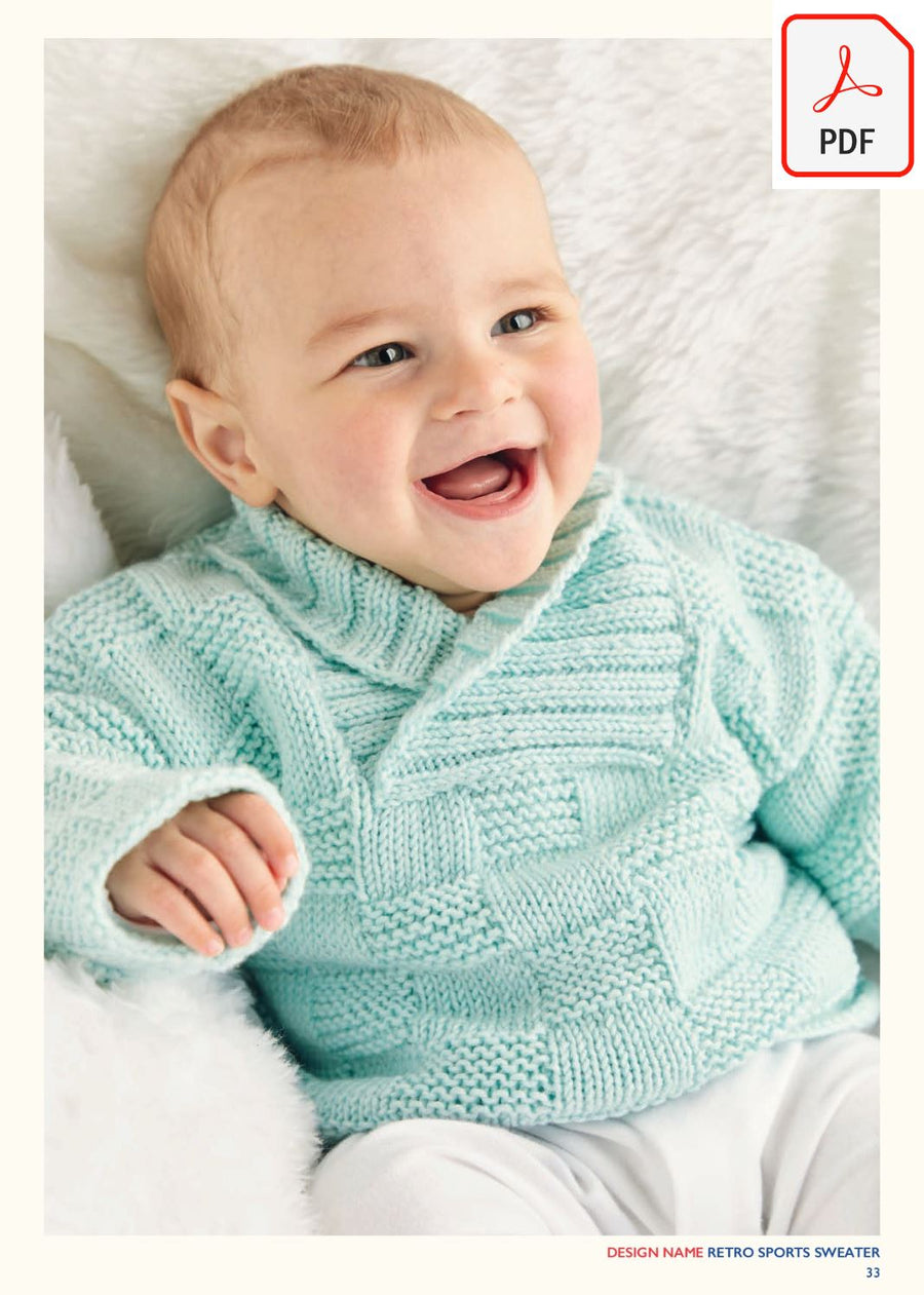 Sirdar 563 Retro Sports Sweater in Cashmere Merino Silk DK & Ply4 (PDF) Knit in a Box 