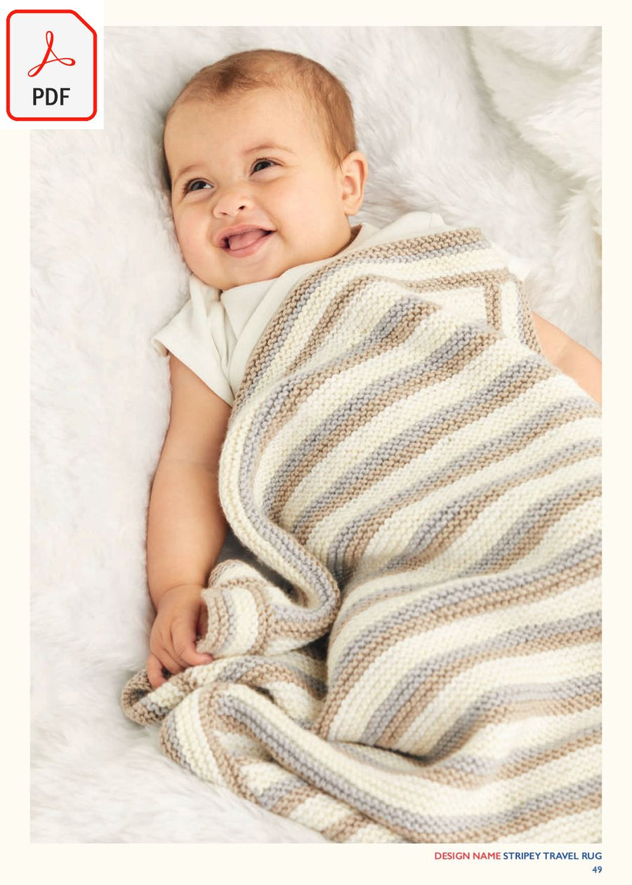 Sirdar 563 Stripey Travel Rug in Cashmere Merino Silk DK & Ply4 (PDF) Knit in a Box 