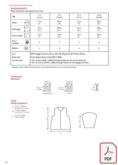 Sirdar 563 Sundy Brunch Jacket in Cashmere Merino Silk DK & Ply4 (PDF) Knit in a Box