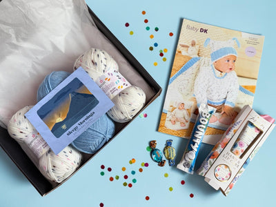 Sleepy Mornings Baby Boy Jumpers, Hat/ Blanket Knit in a Box