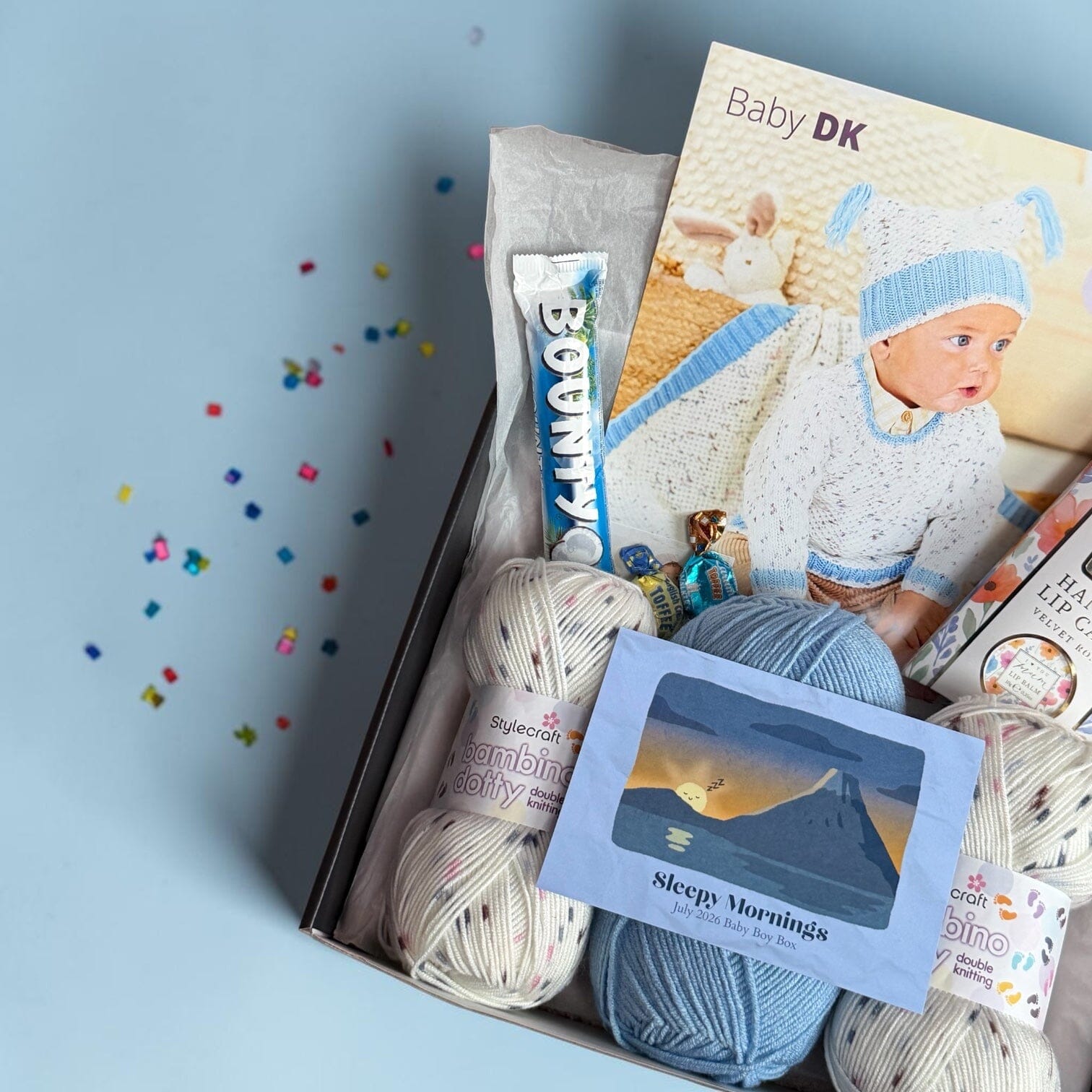 Sleepy Mornings Baby Boy Jumpers, Hat/ Blanket Knit in a Box