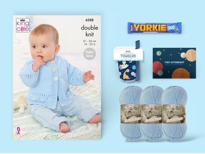 Tiny Astronaut Baby Boy Jacket/ Cardigan Knit in a Box