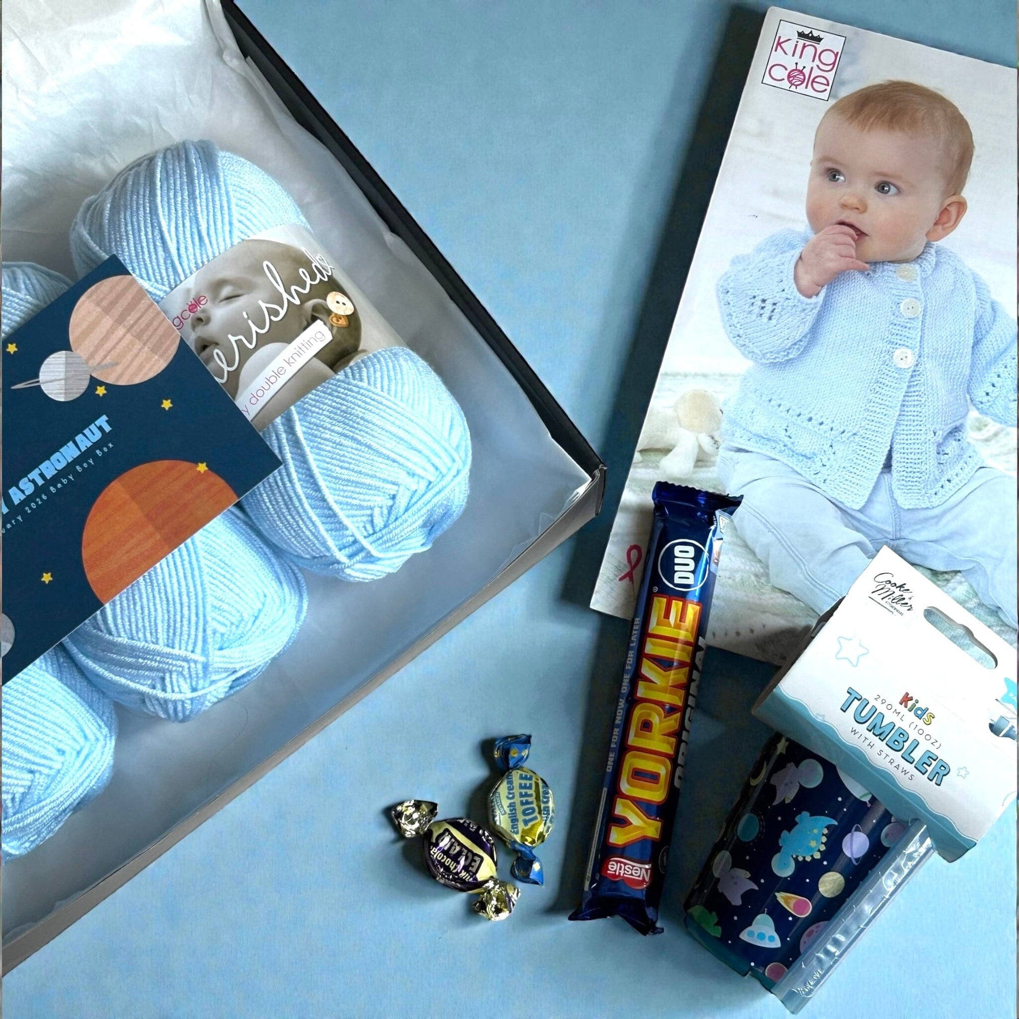 Tiny Astronaut Baby Boy Jacket/ Cardigan Knit in a Box