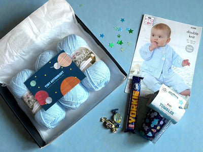 Tiny Astronaut Baby Boy Jacket/ Cardigan Knit in a Box