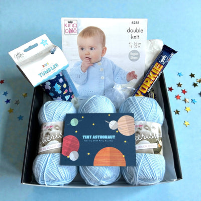 Tiny Astronaut Baby Boy Jacket/ Cardigan Knit in a Box