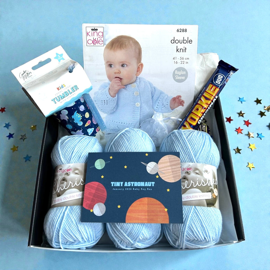 Tiny Astronaut Baby Boy Jacket/ Cardigan Knit in a Box 