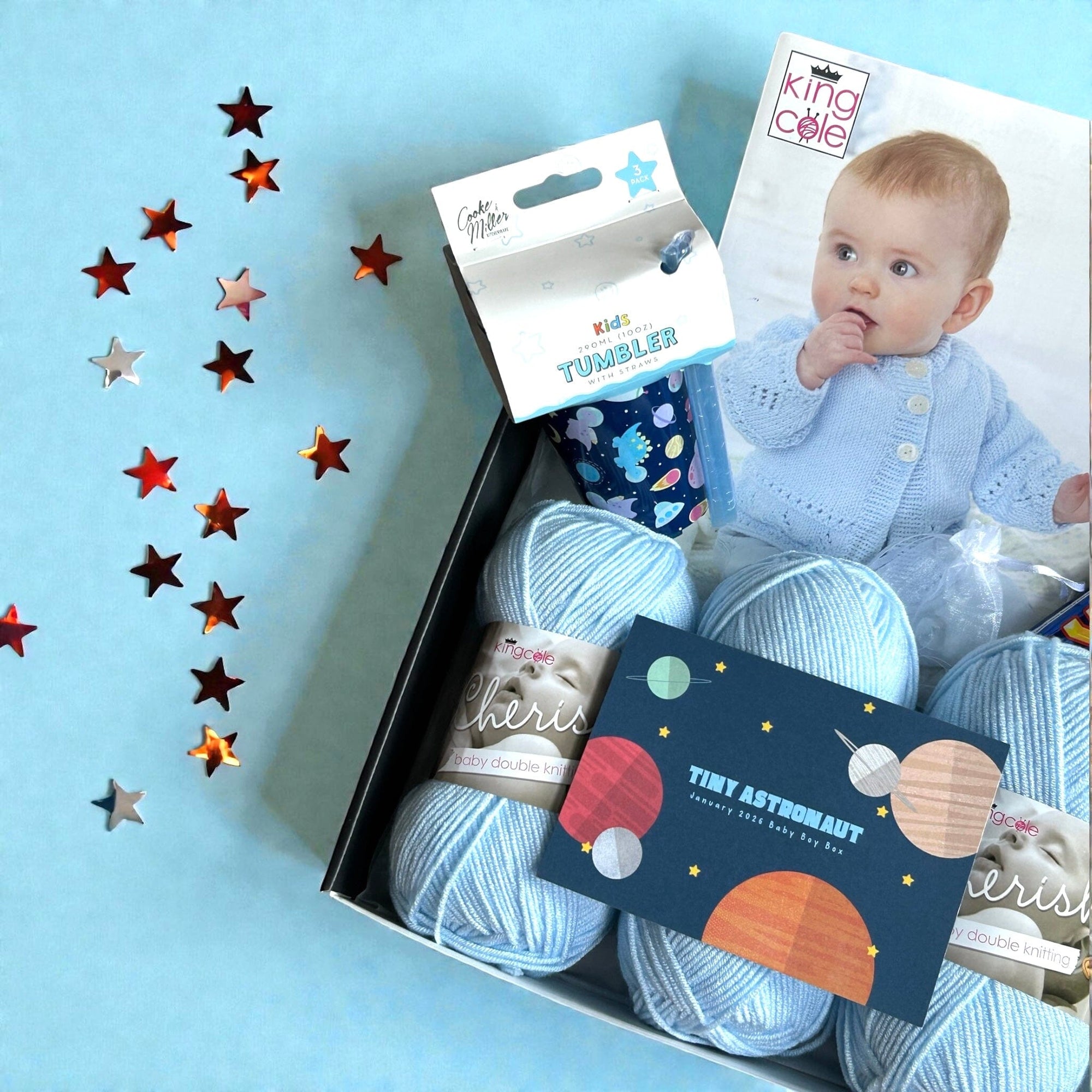 Tiny Astronaut Baby Boy Jacket/ Cardigan Knit in a Box