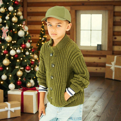 Treehouse Trails Child Boy Cardigan Knit in a Box