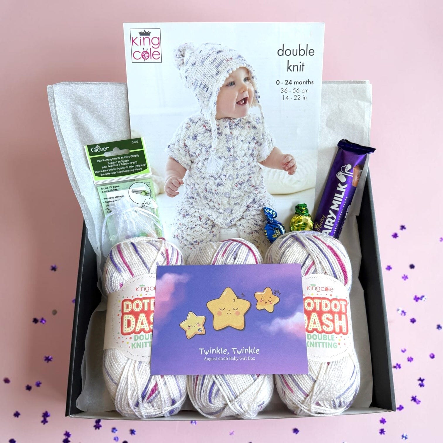 Twinkle, Twinkle Baby Girl Jumper/ Onesie & Hat Knit in a Box
