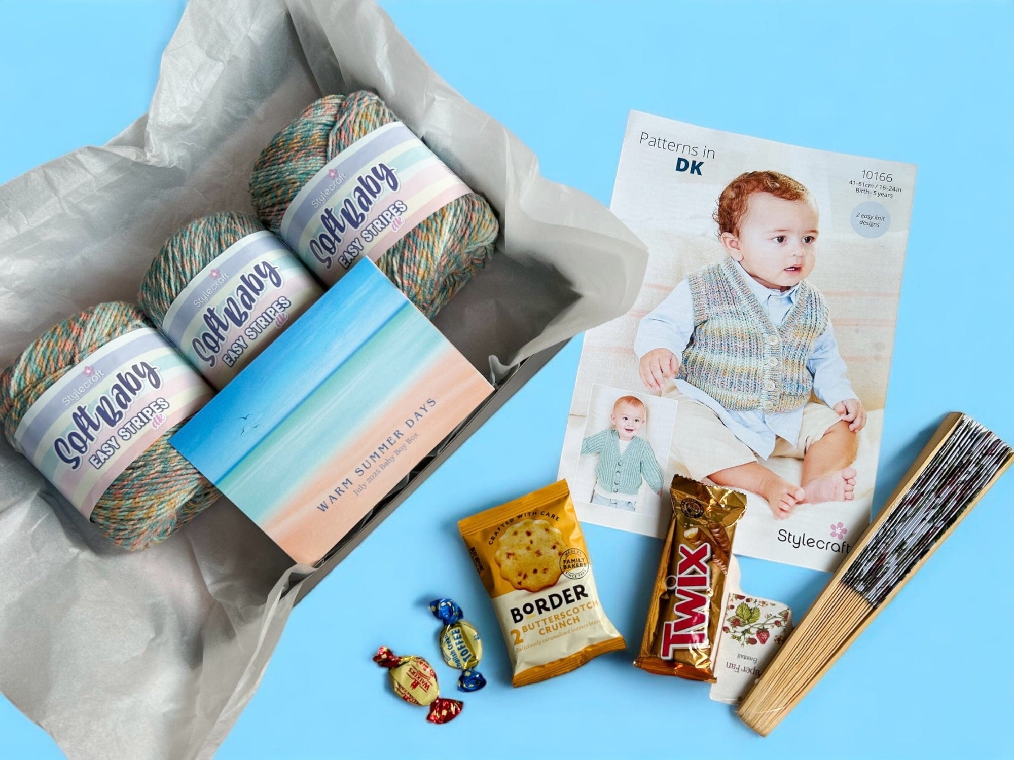 Warm Summer Days Baby Boy Waistcoat/ Cardigan Knit in a Box