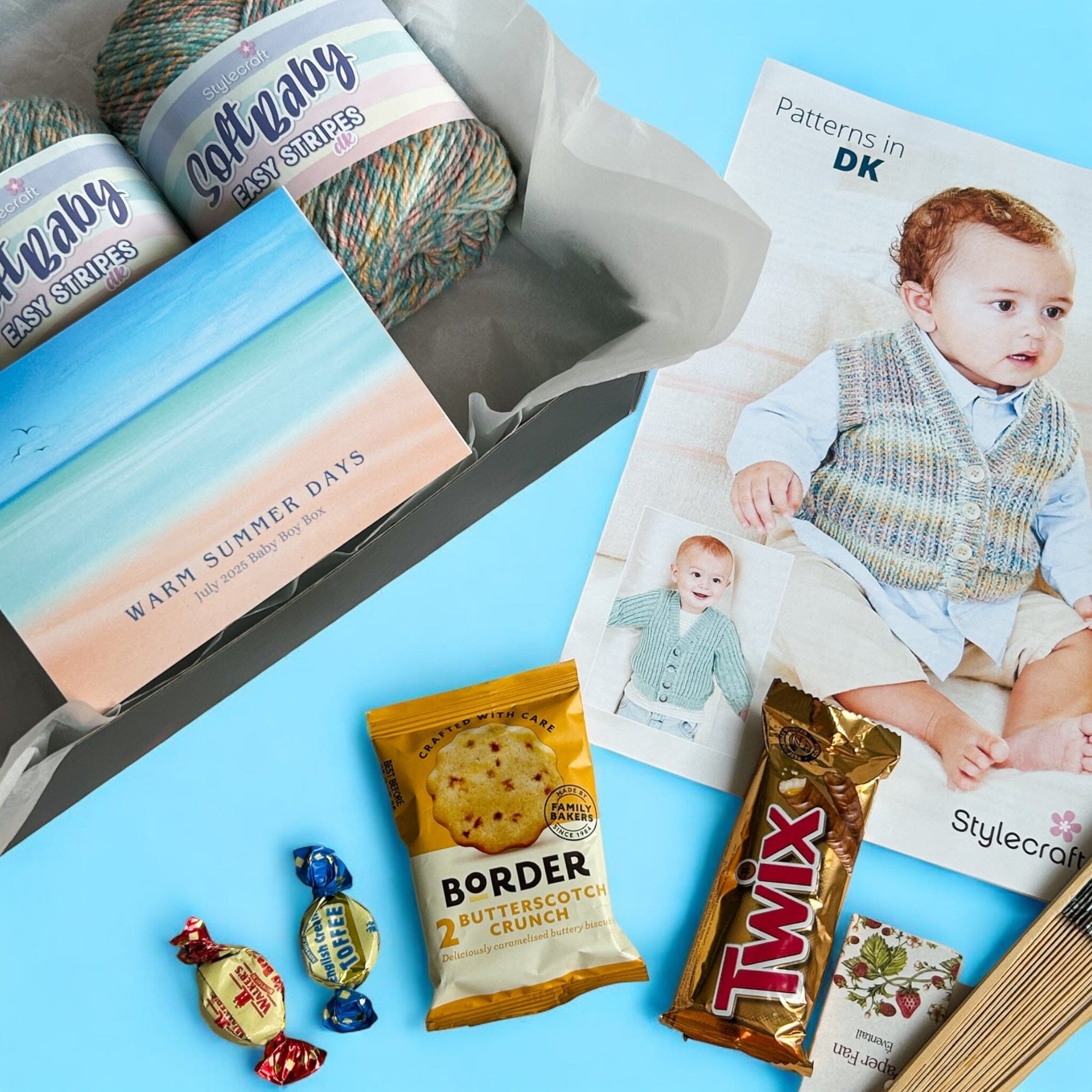 Warm Summer Days Baby Boy Waistcoat/ Cardigan Knit in a Box