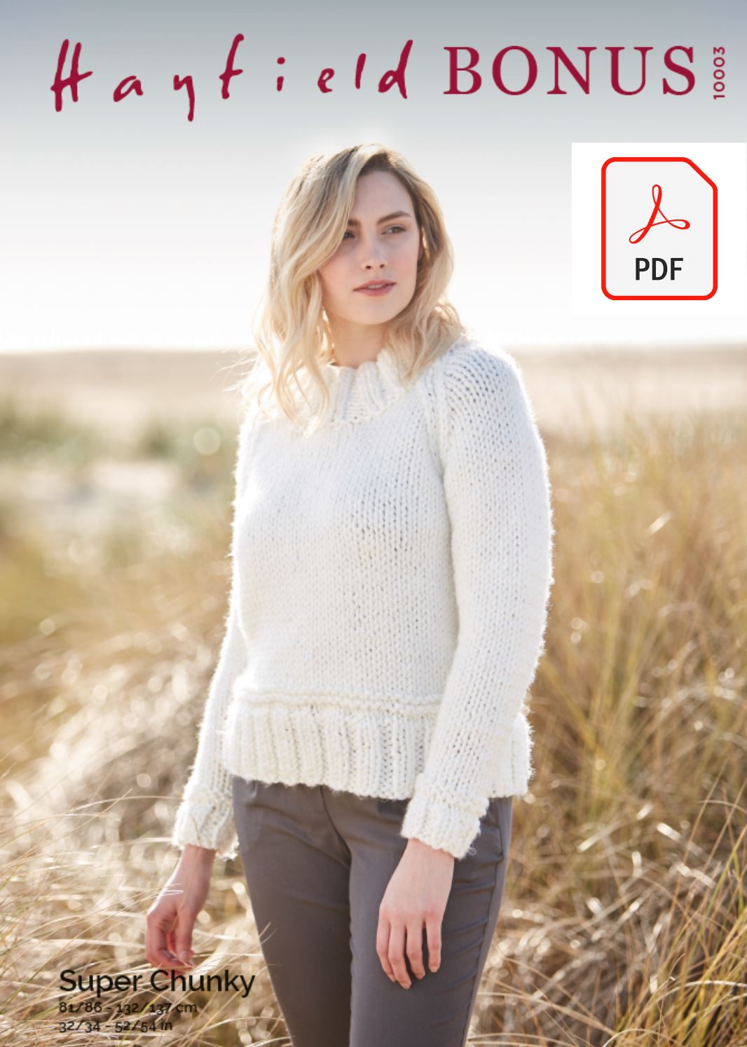 Hayfield 10003 Ladie Sweater in Bonus Super Chunky (PDF) Knit in a Box