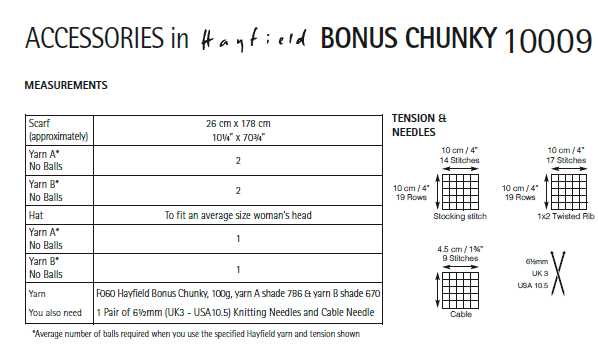 Hayfield 10009 Accessories in Bonus Chunky (PDF) Knit in a Box